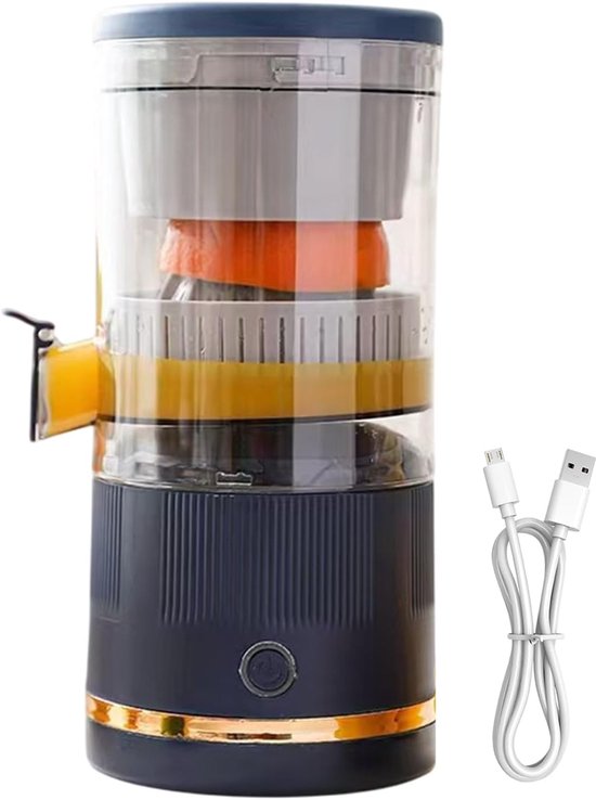 Elektrische Sapcentrifuge - Citruspers Automatisch - Vers Sap Maken - Draadloos Fruit Extraheren - 12x12x11 cm - Blauw