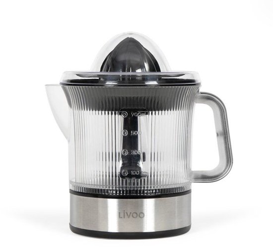 Elektrische sapcentrifuge - LIVOO - DOD210 - 40 W - 1 grote kegel en 1 kleine kegel - roestvrij staal / zwart van Merkloos