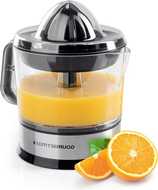 Elektrische sapcentrifuge voor citrusvruchten - 700 ml vulvolume - diverse accessoires - 40 W - transparant/zilver - frisse sinaasappelsap citruspers