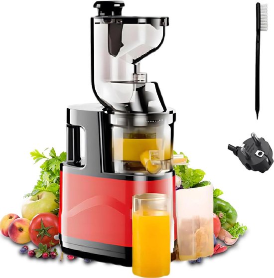 Elektrische sapcentrifuge voor groente en fruit - 500 W - 2 inlaten - 2 uitlaten - 37 rpm - slowjuicer - verse sappen - kleine sapmaker sapcentrifuge groenten en fruit