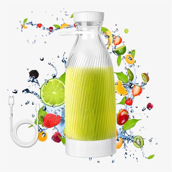 Elektrische sapcentrifugefles, 500 ml, 6 messen ontwerp mini-sapcentrifuge draagbaar, draadloos draagbaar USB-opladen draadloze sapcentrifuge, het meest perfecte cadeau, wit van ECX