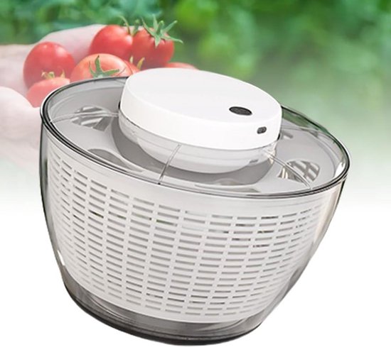 Elektrische Sla Spinner - Groente Droger Afdruiprek - Salade Bereiden - Krachtige Motor 500 RPM - 4.5L - Grijs