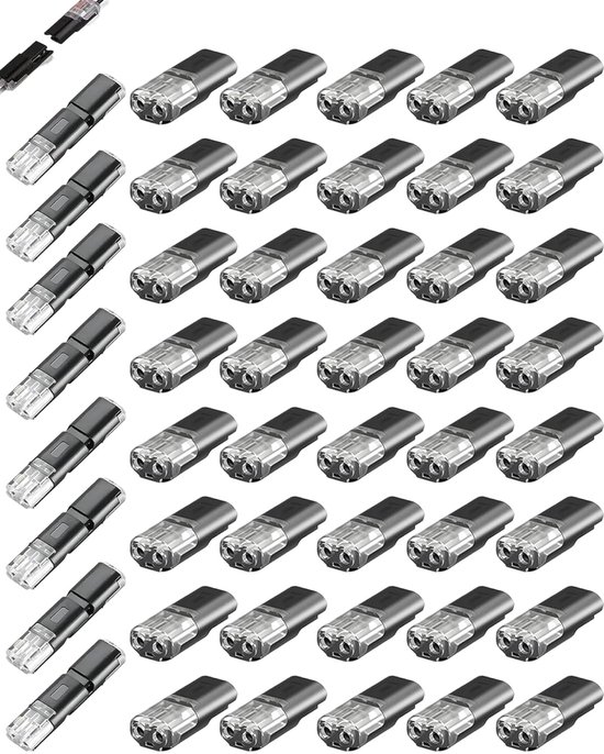 Elektrische snelverbinders, 40 stuks, zwart, waterdicht en hittebestendig, kabelconnector met H-strips voor auto's, boten, scooters, motorfietsen en andere doe-het-zelfprojecten