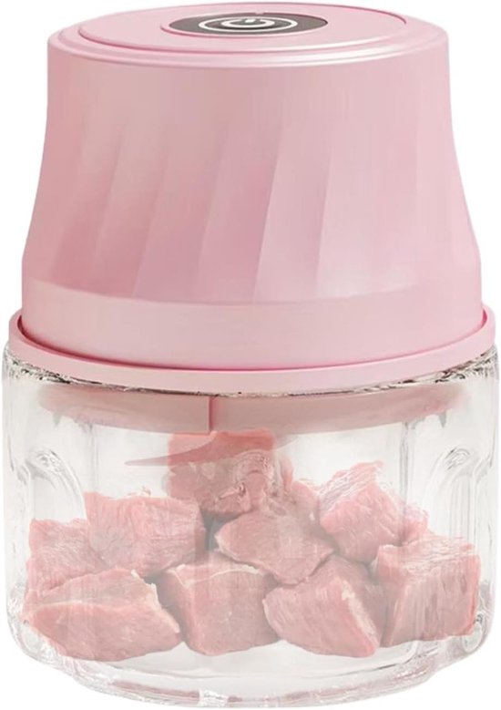 Elektrische Snijder - Mini Keukenmachine - Voedsel Bereiden - Draadloos Gemak - 350ml Capaciteit - Roze