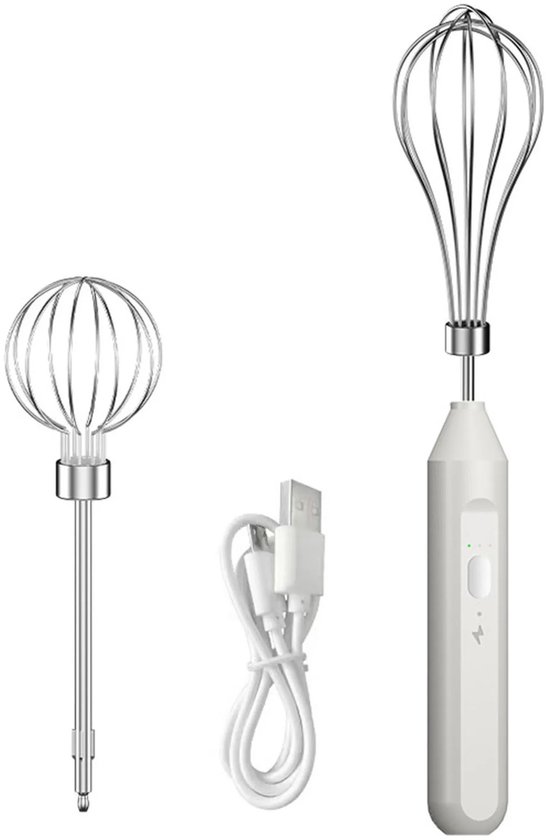 Elektrische staafmixer, drie snelheidsstanden, oplaadbare snoerloze staafmixer, draagbare mini-mixer, geschikt om mee te koken - wit