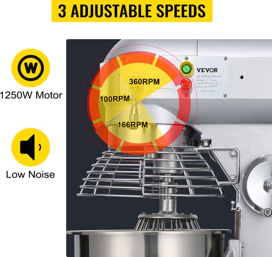 Elektrische Staande Voedselmixer Elektrische Deegmixer 30Qt Drie Snelheden
