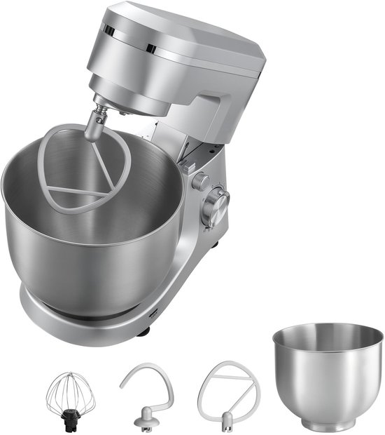Elektrische Standmixer, 4,2 L en 5,7 L Keukenmixer, 1500W Keukenmixer met 10 Snelheden, Kantelbaar Kopontwerp, Roestvrijstalen Kommen, Deeghaak, Garde en Klopper voor Bakken, Mixen en Kneden van Merkloos
