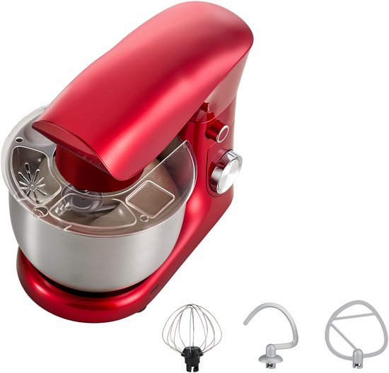 Elektrische Standmixer, 4,2 L Keukenapparaat, 1500W Deegmixer met 10 Snelheden en Pulsfunctie, Kantelbaar Kopontwerp, Inclusief Roestvrijstalen Kom, Deeghaak, Garde en Klopper voor Bakken, Mixen, Kloppen en Kneden van Moulinex