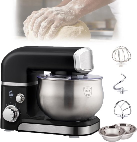 Elektrische Standmixer - Keukenmachine Mengmachine - Thuis Bakken Koken - 6 Snelheidsstanden - 3.5 Liter Kom - Wit