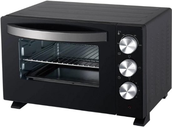 Elektrische Tafeloven - Timer tot 60 Minuten - Inhoud 20L - Zwart - Compact Keukenapparaat voor Bakken en Braden