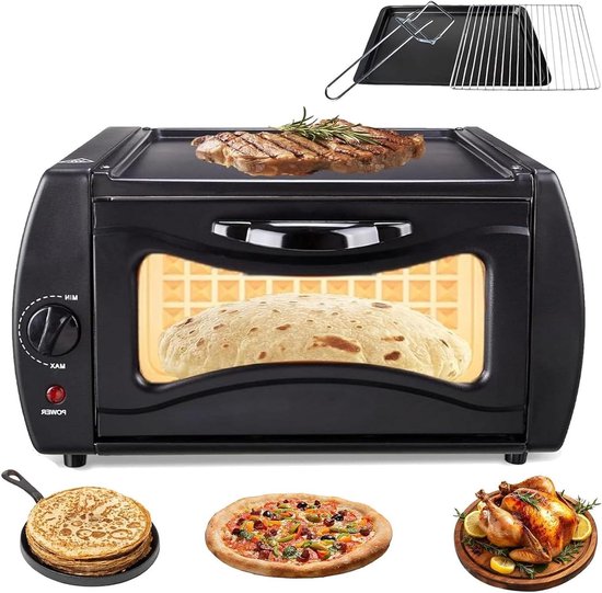 Elektrische Tandoor Oven - Pizza Maker Tandoori - Thuis Koken - Dubbele Pizza Bakplaat - 15L - Zwart