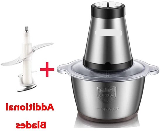 Elektrische Vleesmolen - 500W - Foodprocessor - Hakmolen - 2L RVS Keukenmachine - 2 Snelheden - voor Vlees - Noten en Groenten - Eenvoudig Schoon te Maken - Standaard Extra Mes van Merkloos