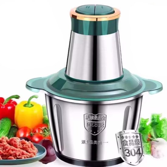 Elektrische Vleesmolen - Roestvrijstalen Mes - 2 Snelheden - Mini-Hakselaar - 250W van Merkloos