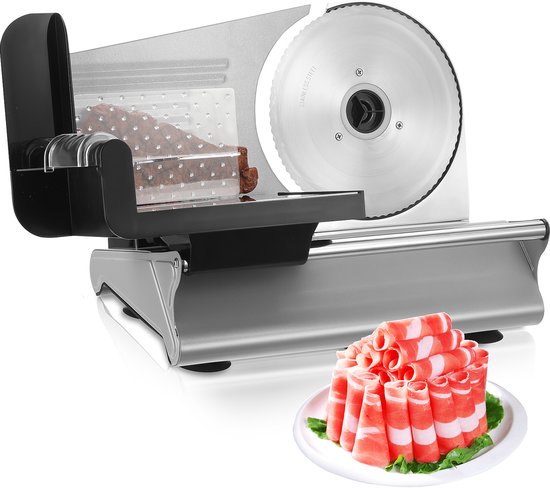 Elektrische Vleessnijmachine 200W – Roestvrij Staal, Instelbare Dikte – Voor Vlees, Kaas, Brood, Groenten – Compact & Krachtig – Geschikt voor Thuis, Keuken of Hobby