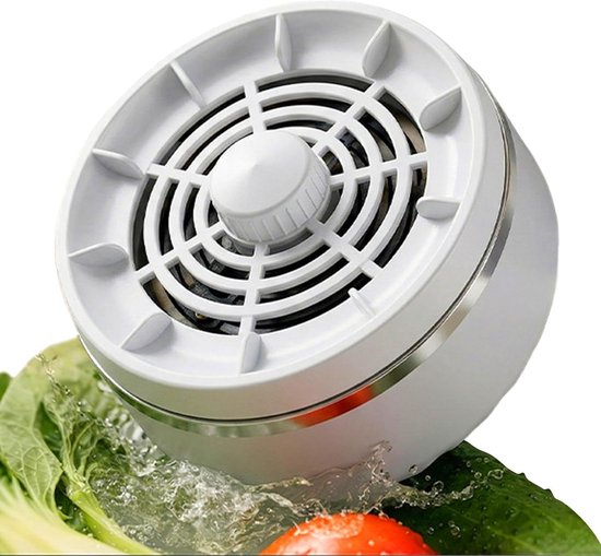 Elektronische Groente en Fruit Reiniger - Pesticiden Reiniger - 15W Krachtige Vortex - 4 Instelbare Standen - IPX7 - Draagbare Wasapparaat - voor Groenten, Fruit en Salades, Verwijder Vuil en Residuen - wit
