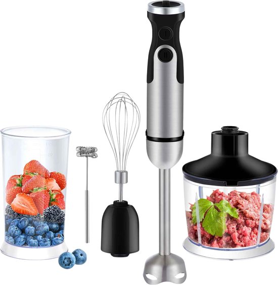 ElevateCommerce – 5-in-1 Staafmixer 1200W met Hakmolen, Garde & Smoothiebeker | RVS Handblender voor Soepen, Sauzen & Smoothies van Merkloos