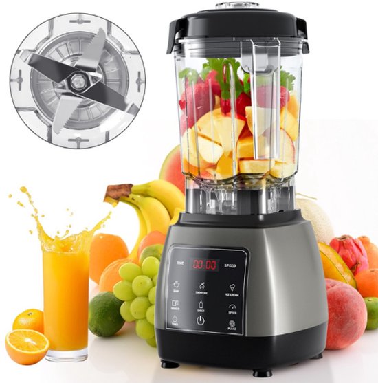 ElevateCommerce – Krachtige Blender 2000W – Smoothie Maker & Juicer – 2L BPA-Vrije Kan – IJscrusher & Keukenmixer – Zwart van Merkloos
