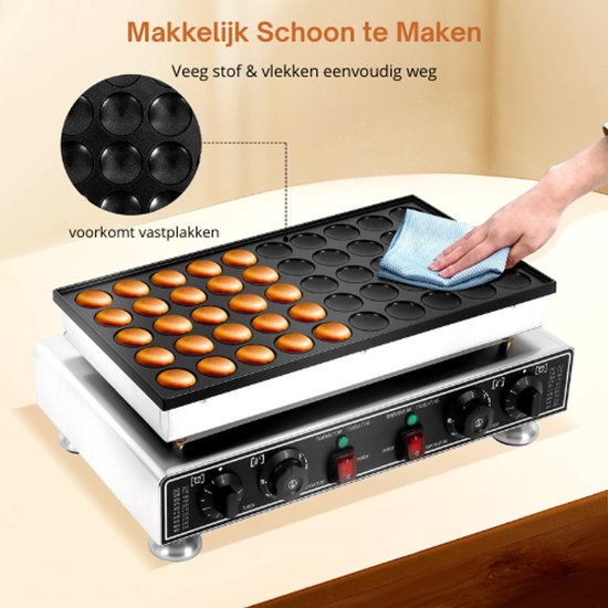 ElevateCommerce - Poffertjesmaker Elektrisch – Poffertjespan 50 stuks – Anti-aanbak – Instelbare Temperatuur – Professionele Mini Dutch Pancake Machine van Merkloos