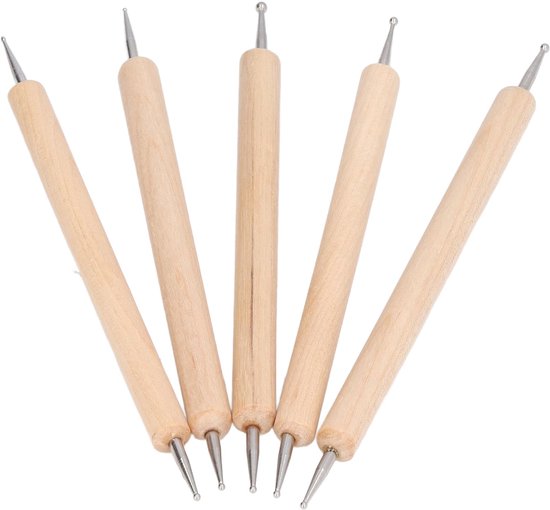 Embossing Stylus Set, 5-Piece Beech Wood Nick Pens + Stainless Steel Lightweight for Printing