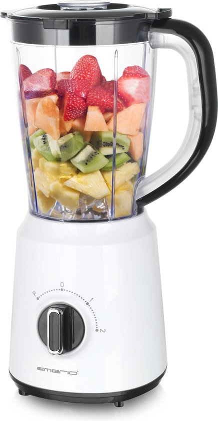 Emerio BL-124816 Blender, BPA-vrij, crush ice functie, 1,5 l reservoir, 2 snelheden + pulsfunctie, messeneenheid van roestvrij staal, veiligheidsschakelaar, vaatwasmachinebestendig, 500 watt van Emerio