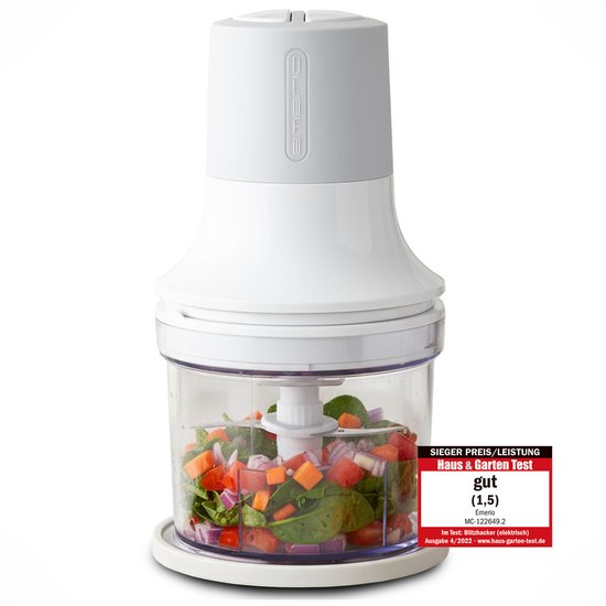Emerio Hakmolen 260W - 500ml - 2 Snelheden - Plastic kan - 4 RVS Messen - Anti-slip voetjes - Snoer opbergmogelijkheid - MC-122649.2 Wit