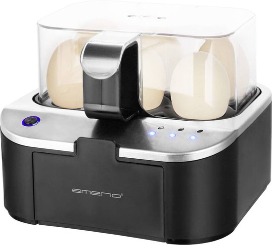 Emerio Smart Eierkoker Elektrisch met Timer - Voor 6 Eieren - 400W - Hard, zacht en medium gekookt - Inclusief Maatbeker - EB-123177.12 - Eierwekker Zwart van Merkloos
