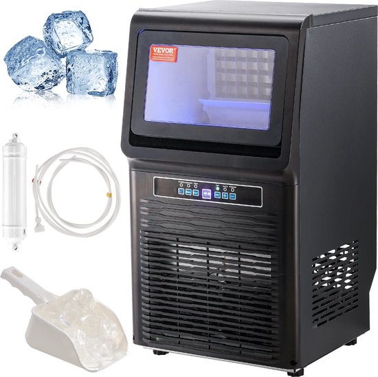 EML STORE IJsblokjesmachine - IJsmaker - 70Lbs/24H - 36 Ijsblokjes In 15 Minuten - 31 kg ijs per 24 uur - Met Waterslang en IJsschep - Zwart van EML STORE