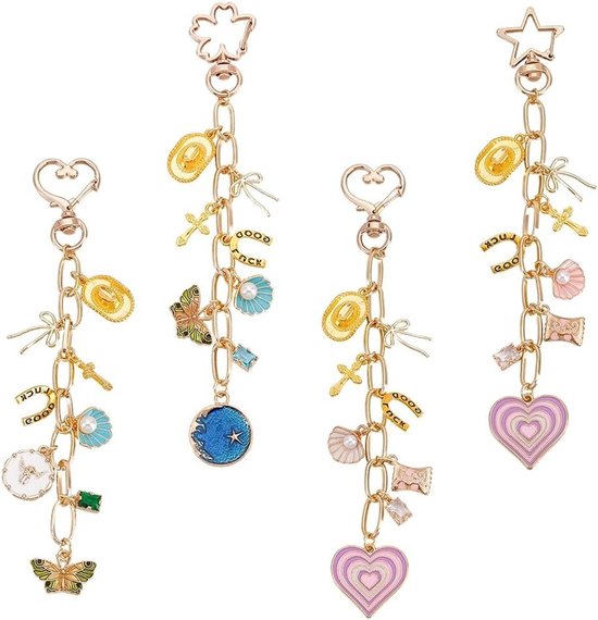 Enamel Alloy Hangslot met Strass en Draaihaak voor Handtassen, Sleutels en Decoratie, Lengte 15.5-17 cm, Perfect als Cadeau van Merkloos