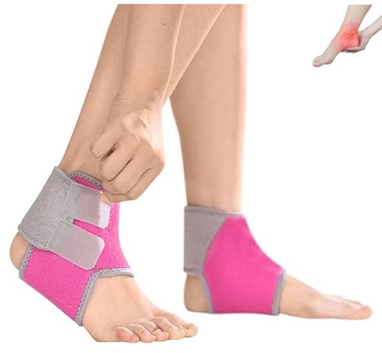 Enkelbrace voor kinderen, 1 paar, instelbaar, elastische enkelbescherming, bandage voor voetbal, hardlopen, fietsen, rechter en linker, roze, S