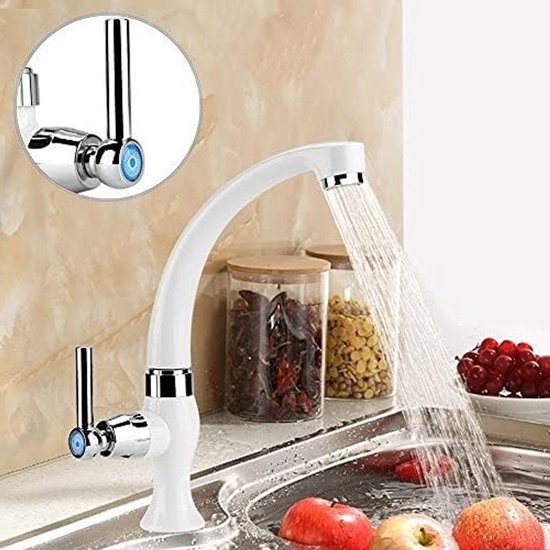 Enkele Koudwaterkraan van Goed ABS Plastic, Rechte Faucet voor Wastafel, Badkamer en Wasbak, G1/2 Aansluiting, Wit, Duurzaam en Stijlvol Accessoire van Merkloos