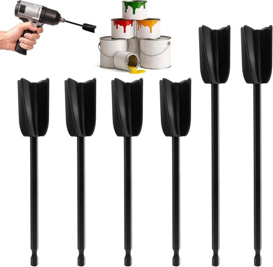 Epoxyhars Accessoires - Verfroerstaafjes Mixer - Verf en Hars Mengen - Efficiënt Spiraalontwerp - 6 Stuks 16.5/22cm - Zwart