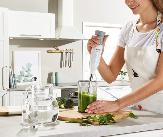 ErgoMixx Staafmixer 600 Watt - Inclusief Mixer-Maatbeker - 12 Standen en Turboknop - Wit van Merkloos