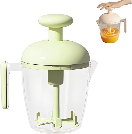 Ergonomische handmatige eierklopper met meerdere messen en handmatig te draaien klopper Geschikt voor het kloppen van eieren en het opschuimen van melk. Geen batterijen nodig, gemakkelijk schoon te maken beker (groen). van Merkloos