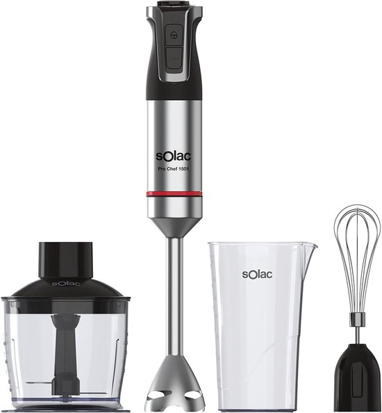 Ergonomische Staafmixer met Turbo en Ijsfuncties – 1500W, 4 RVS Messen, Inclusief Accessoires van Bourgini