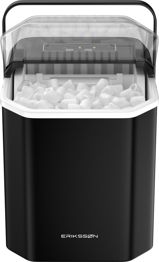 Erikssøn IJsblokjesmachine - IJsblokjesmaker - IJsschep - 12kg/24 uur - Draagbaar - Zelfreinigingsfunctie - Zwart van Erikssøn