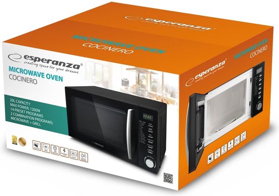 Esperanza COCINERO Black Combination microwave Countertop 20 L 1200 W van Esperanza
