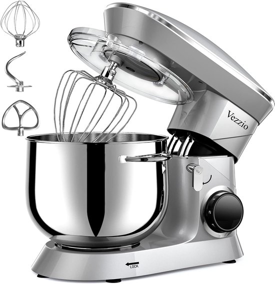 Eten Verwerking Kneedmachine - 1500 W - Verminderde Geluid - 10 Snelheden - 8,5 L RVS Kom van Klarstein