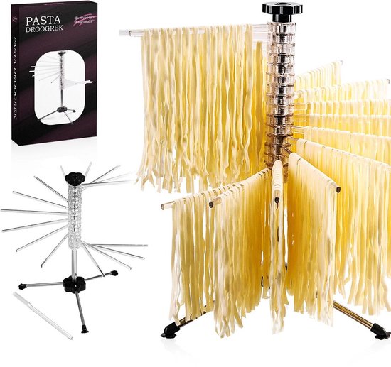 Everybody’s Essentials Pasta Droogrek – Inklapbaar Pastarek – RVS – Voor Verse Pasta, Spaghetti & Tagliatelle