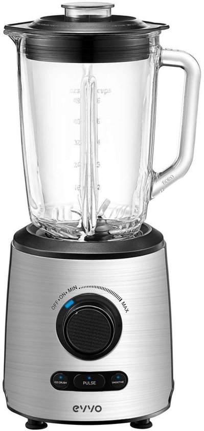 EVVO Tasty Cyclon 1,5 l Blender voor op aanrecht 600 W Zwart, Roestvrijstaal, Transparant