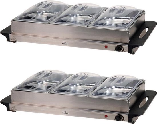 Excellent Electrics Warmhoudplaat - Set van 2 - RVS - 53 x 35 x 10cm