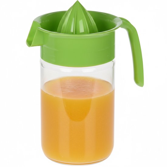 Excellent Houseware Sinaasappelpers/citruspers - Handmatig - groen - transparant glas - 19 x 10 cm