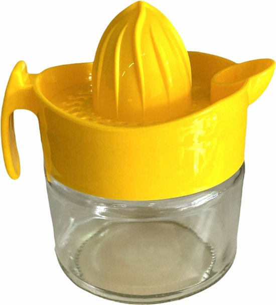 Excellent Houseware Sinaasappelpers/citruspers Mini - Handmatig - kunststof - 15 x 12 cm - geel van Merkloos