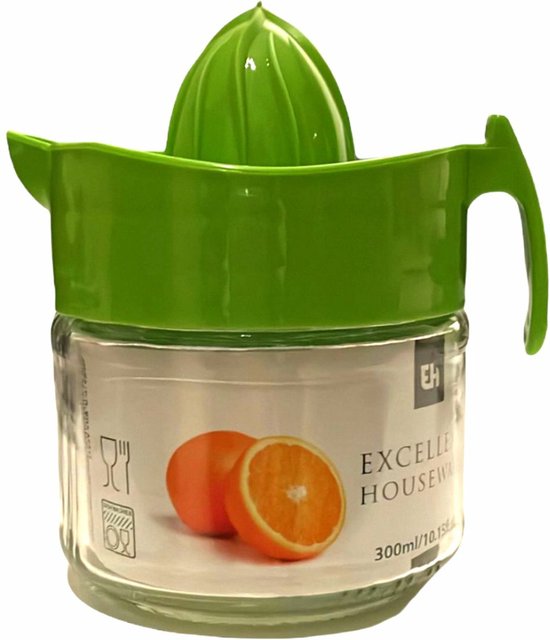Excellent Houseware Sinaasappelpers/citruspers Mini - Handmatig - kunststof - 15 x 12 cm - groen van Merkloos