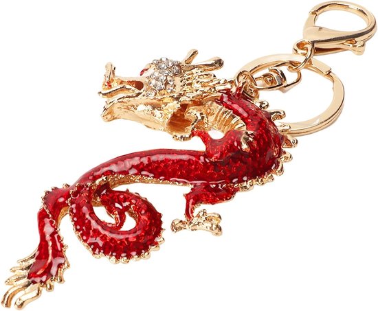Exquisite Draak Sleutelhanger voor Tas, Auto en Rugzak - Chinese Stijl Sleutelaccessoire, Perfect Cadeau voor Draakliefhebbers van Merkloos
