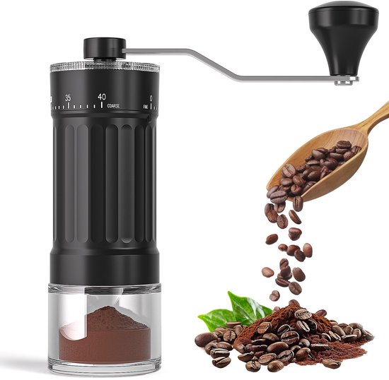 Extern instelbare handmatige koffiemolen: draagbare handmatige koffiemolen met hoogwaardige keramische maalschijf, 40 instelbare standen, geschikt voor reizen, kamperen, French press, mokka-pot, Italiaanse espressomachine.
