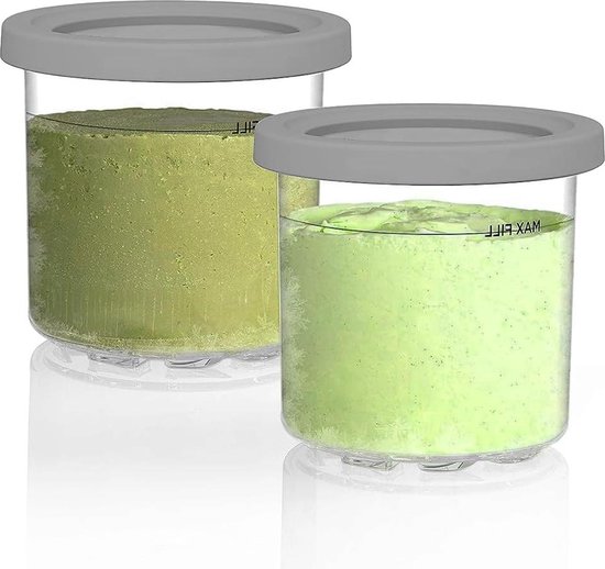 Extra pintcontainers-potten compatibel met Ninja Creami NC300UK NC300 NC301 NC299AMZ-serie (2 stuks - grijs-transparant) - Vervangende kuipen en deksels van Lichtury