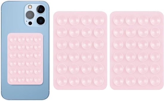 Extra sterke smartphonehouder voor auto - 2 stuks siliconen telefoonhouder met vierkante zuignap voor smartphones en powerbanks (roze)