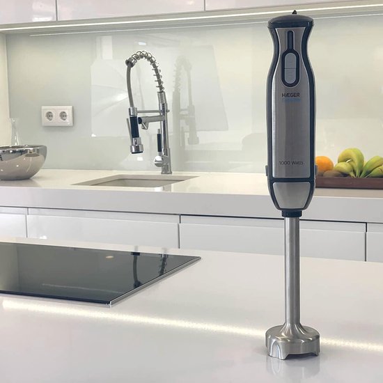 Extreme Staafmixer met 1000 W Vermogen, 2 Snelheden, Turbofunctie en Roestvrijstalen Voet