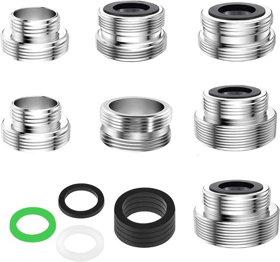 Faucet Adapter Set met 7 Stukken voor Tuinslang, Waterkraan en Keuken - Draadadapter met Afdichtingen en Perlators (16-28mm) van Merkloos