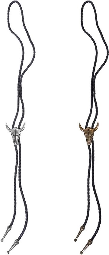 Faux Leather Bolo Tie met Cow Skull en Texas Ranger Ster voor Mannen - Rodeo Accessoire, Uniek Design, Stijlvolle Herenmode